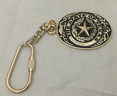 3 piece box set Great Seal of Texas Buckle Belt Buckle, Bolo & Key Ring Gold