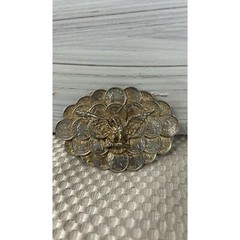 Vintage Gold one Belt Buckle Eagle and Coins Large 4&Prime; 1873 Faux Coins