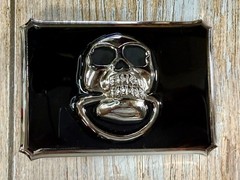Door knocker Skull Head with Clear Rhinestone Teeth Gothic Punk Lg Belt Buckle