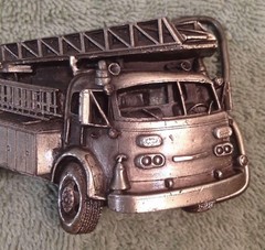 1978 Bergamot Brass Works Firetruck Ladder Truck Fireman Metal Belt Buckle Fire