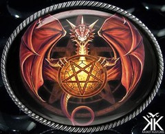 Dragon Pentagram Belt Buckle – Gothic Pentacle Handmade Silver Oval Buckle – 101