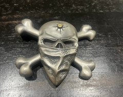 SKULL & BONE WITH BULLET Belt Buckle – Fine Pewter Belt Buckle – Brand New