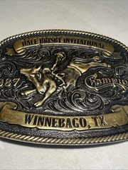 Dale Brisby Invitational Champion Belt Buckle 1987 Winnebago TX MO Silversmiths