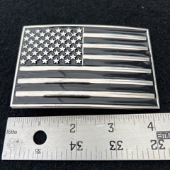 Patriotic American USA Flag Silver Tone And Black Metal Rectangle Belt Buckle