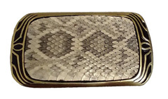 Real Eastern Rattlesnake Snakeskin Insert Belt Buckle made in USA