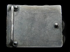 RJ01167 REALLY COOL **LEATHER & CIRCLE COLLAGE** SILVERTONE FASHION BELT BUCKLE
