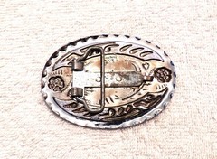 CLASSIC BELT BUCKLE PATRIOTIC FLYING EAGLE WINGS FEATHERS GOLD/SILVER TONE BB13