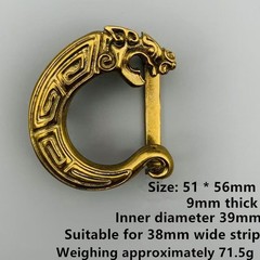 Dragon patterned belt buckle, pure copper smooth buckle accessory, brass
