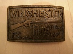 Winchester Repeating Arms New Haven Conn Gun Manufacture Brass Belt Buckle