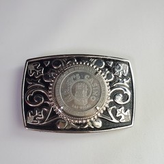 Mr. Sy&rsquo;s Casino Las Vegas 1979 $1 Gaming Token Western Belt Buckle Silver Tone