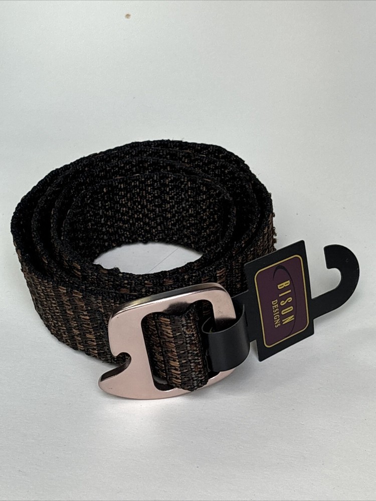 Bison Belt Down Gray Black W Bottle Opener Buckle 1 1/2” Medium
