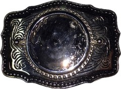 Coin Insert Belt Buckle Western Silver Dollar Holder Under Glass Silver Toned