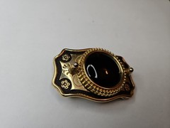 Gold Color Oval Western Natural Black Onyx Cabochon Cab Belt Buckle