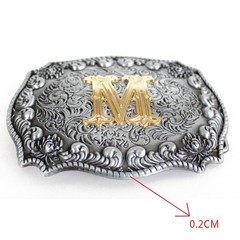 Men&rsquo;s Belt Buckles, English Letter in 3D, Western Style, CowboyAlphabe…