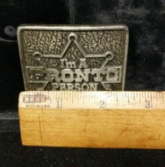 Fun Vintage 1981 ITT Phillips Drill Belt Buckle I&rsquo;m A Pronto Person Star Badge