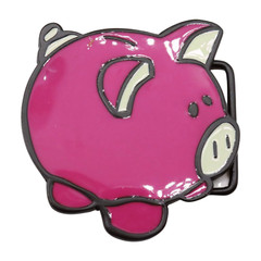 Men Women Teen Metal Fashion Belt Buckle Pink Piggy Bank Animation Day Easy Wear