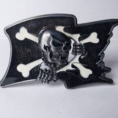 Jeans Friend Jolly Roger Skull Crossbones Pirate Flag Silver Tone Belt Buckle