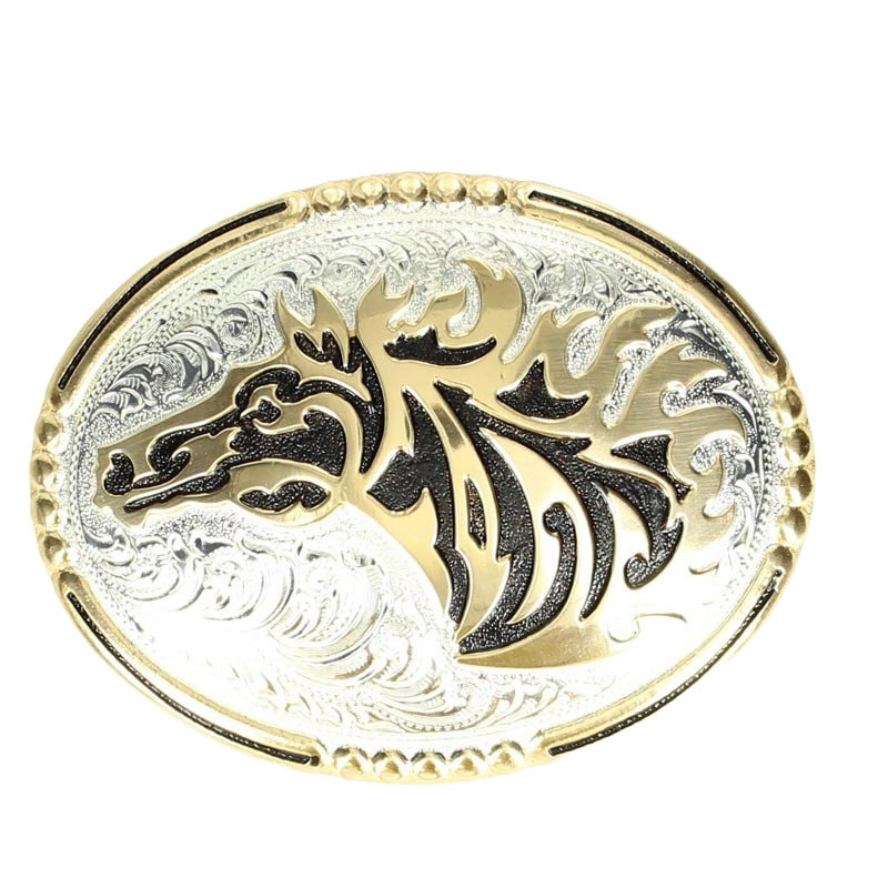 Crumrine Dot Edge Wind Storm Horse Head Belt Buckle C10803