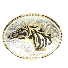 Crumrine Dot Edge Wind Storm Horse Head Belt Buckle C10803