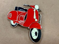 Red & Black White Vespa Classic Scooter Motorcycle Design NOS Belt Buckle