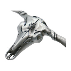 Men Western Silver Metal Belt Buckle Long Horn Texas Cow Bull Skull Jeans Pant