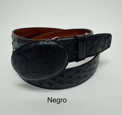 Genuine Exotic Full Quill Ostrich Skin Western Belt with Removable Buckle -Black