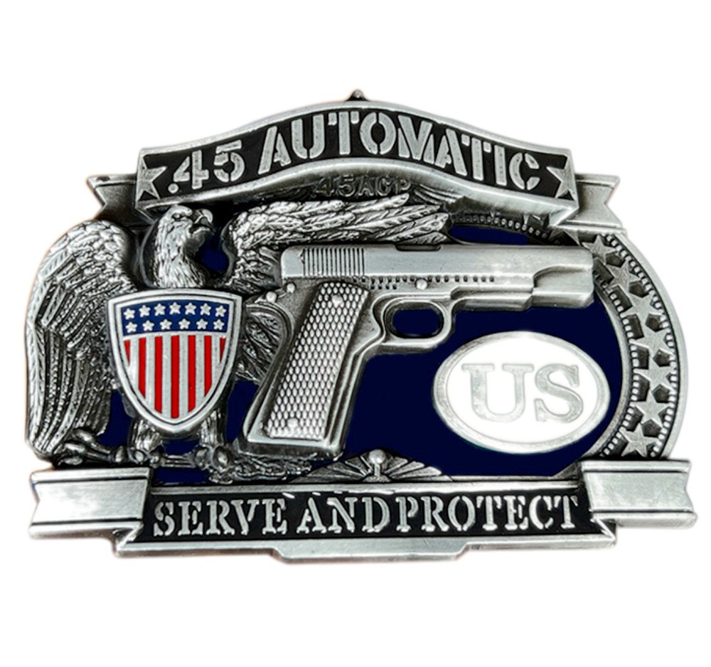 Law Enforcement Belt Buckle American Police Serve and Protect Cowboy (ZZGN-01)