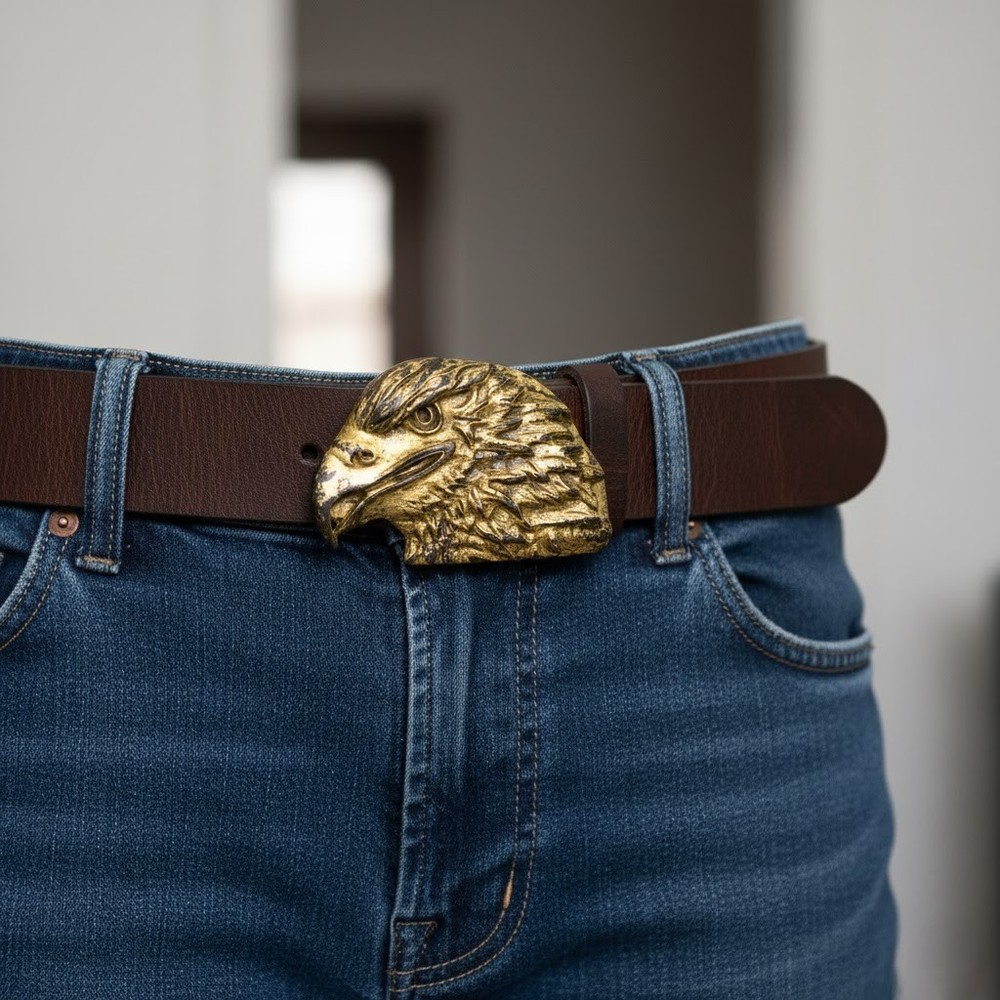 Eagle Belt Buckle, Vintage Yellow, Western Cowboy Statement Belt Buckle