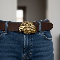 Eagle Belt Buckle, Vintage Yellow, Western Cowboy Statement Belt Buckle