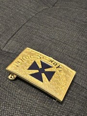 Masonic KNIGHTS TEMPLAR IN HOC SIGNO VINCES Past Grand Commander Belt Buckle Gol