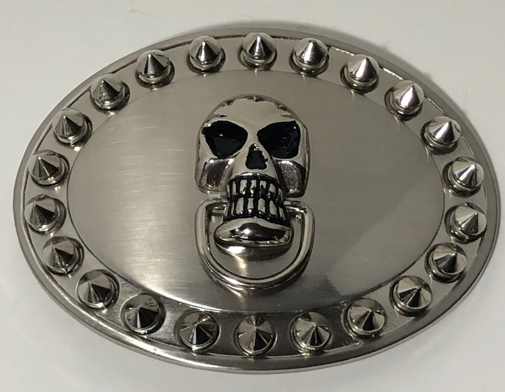 XL Steel Tone w/Skull Ornament Belt Buckle – 1.5&Prime; Loop – BX1