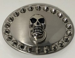 XL Steel Tone w/Skull Ornament Belt Buckle – 1.5&Prime; Loop – BX1
