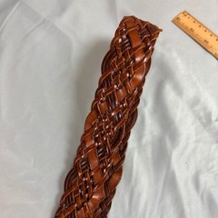 Fossil Braided Leather Belt Brown Woven Brass Buckle Large Boho Western festival