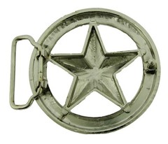 Silver Lone Star Belt Buckle Texas Rodeo Western Metal High Quality Bling Badge