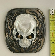 John Winston for J.W. Cooper Sterling Silver Skull Buckle w/ Pearl Skull(1of1)