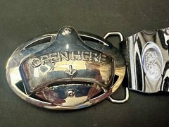 Open Here 2004 NOS Belt Buckle and Bottle Opener by Silver Moon Concepts