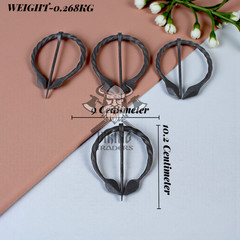 Hand-Forged Medieval Viking Iron Brooch Leaf Design Cloak Pin ( Set of 4)