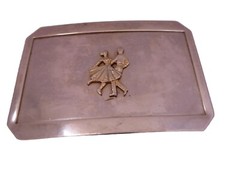 Lyntone Dancing Couple Belt Buckle Nickle Plated Western American Retro 3&Prime; X 2&Prime;