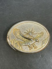 Gold & Silver Tone Flying Eagle Oval Belt Buckle