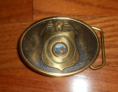 MEN&rsquo;S TBW BRASS BADGE EMBLEM « THE GREAT SEAL OF THE STATE OF CA » BELT BUCKLE