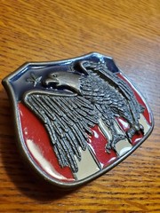 VTG Eagle USA Flag Banner Enamel Red White Blue Belt Buckle America Patriotic