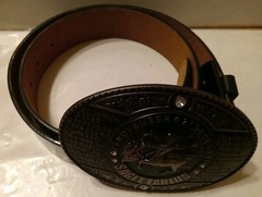 SAGITTARIUS BELT BUCKLE AND BELT NEW BEACON ACCESSORIES 36.5&Prime; BLACK