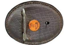 EAGLE Belt BUCKLE w/ WHITE BUCKSTITCHING Lg HANDMADE Brown LEATHER Western/Biker