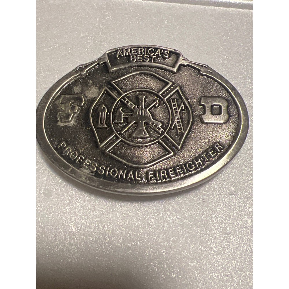 Vintage Firefighter BeltBuckle America&rsquo;s Best Professional Firefighte–Broken Pin