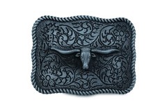 New Men Silver Metal Buckle Western Fashion Bull Long Horns Texas Cow Oval Shape