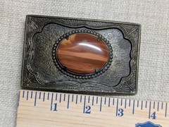 vintage PICTURE JASPER belt buckle SOUTHWESTERN native american GEMSTONE