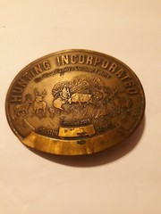 Hunting Incorporated Brass Belt Buckle Houston Deer Family Outdoor Future 1988