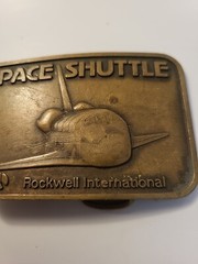 Vintage Space Shuttle Rockwell International Brass Belt Buckle