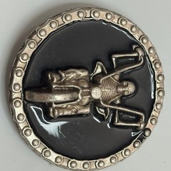 Skeleton Rider Motorcycle Belt Buckle Silver Tone Black Metal Round