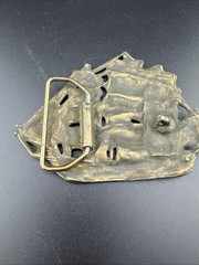 Vintage Brass Bronze Tone Metal Galleon Ship Clipper Nautical Belt Buckle Large